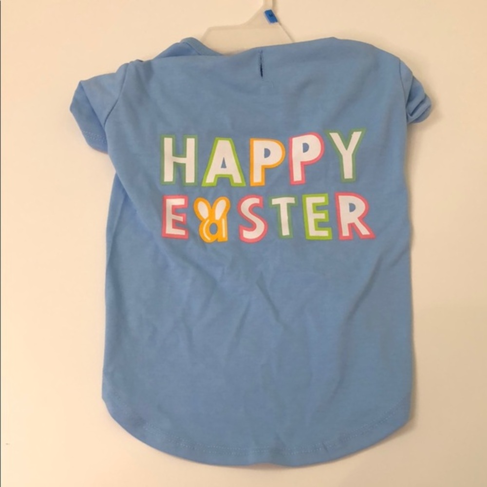 Playful nwt happy easter pet dog cat shirt Blue Short Sleeve shirt medium